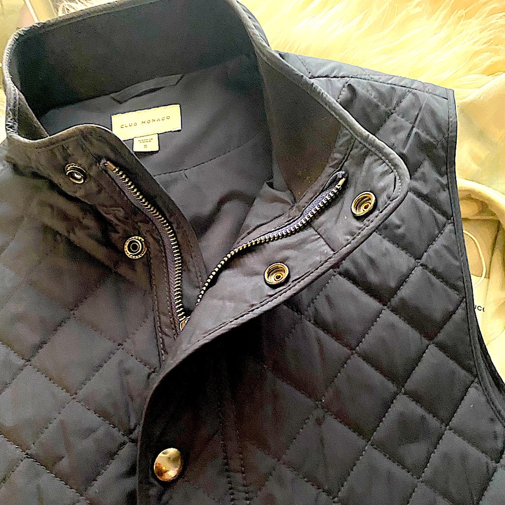 Club Monaco | Quilted Diamond Lightweight Vest | Sz. S | Navy Blue